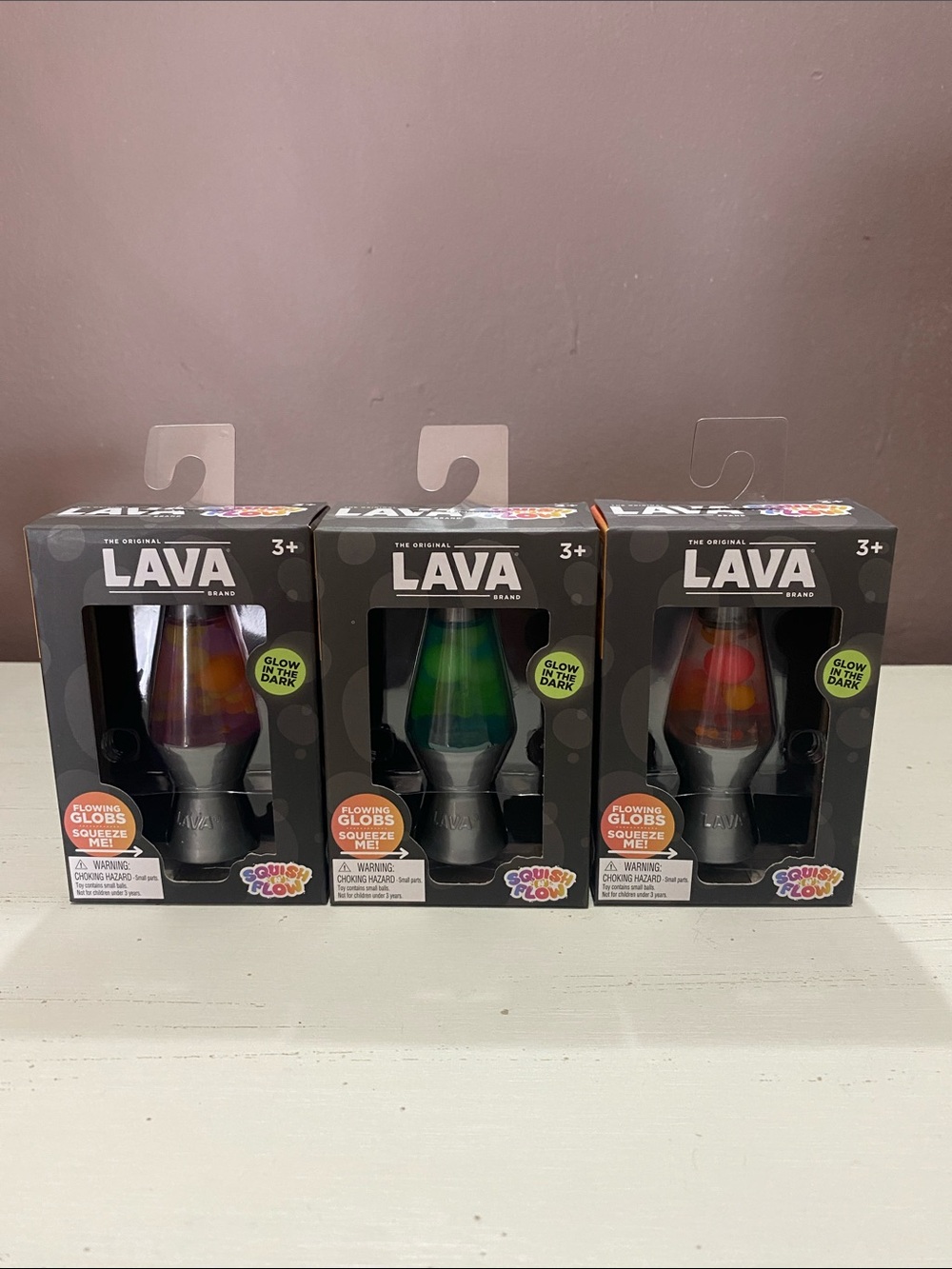 The Original LAVA Brand - LAVA Flowing Globs Squishy Lava Lamps - Set of 3- RARE